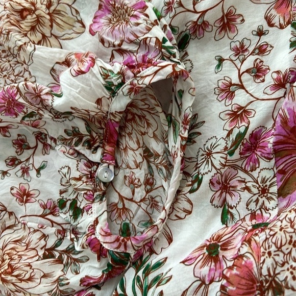 JOHNNY WAS ISLA BUTTON DOWN SHIRT Boho Peasant Floral size Medium - Picture 13 of 14